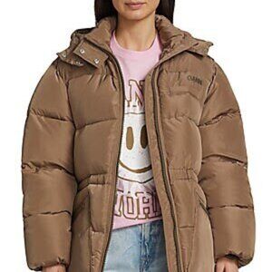 Ganni Tech Puffer Oversized Midi-Jacket XXS/XS FOSSIL, NWT